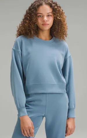Lululemon Softstreme Perfectly Oversized Cropped Crew Size 6 Utility Blue thumbnail 1