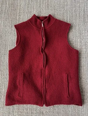 Talbots Red 100% Wool Zip Front Fleece Vest Women’s Size S Classic thumbnail 6