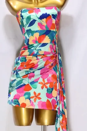 HELLO MOLLY Mint/Pink Happiness Strapless Mini Dress thumbnail 6