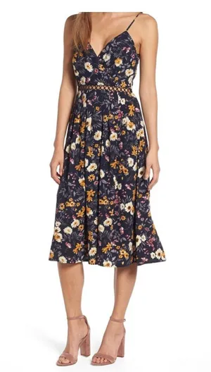 Floral Blue Midi Dress thumbnail 1