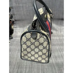 Vintage Gucci Boston Bag‎ Blue/Navy Leather Satchel Handbag thumbnail 5