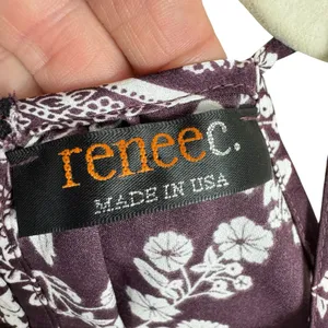 Renee C. Wine Purple White Floral Racerback‎ Lightweight Tank Blouse Size M thumbnail 6