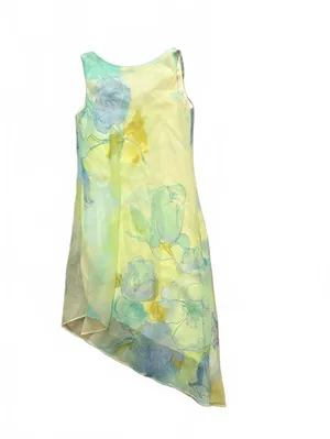 Alyn Paige Y2K Chiffon Dress Floral Asymmetrical Cowl Neck Fairy Midi USA thumbnail 6