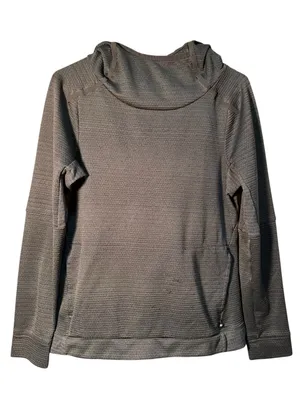 REI Co-Op Women's Size Medium Pullover Hoodie Dark Green Textured Marled Quilted thumbnail 1