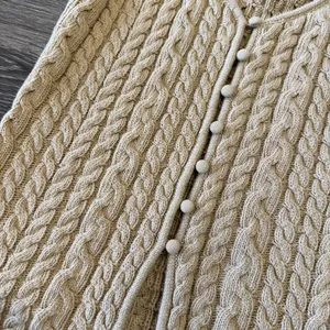 Industry Tan Cable-Knit Button Front Crop Tank Top thumbnail 3