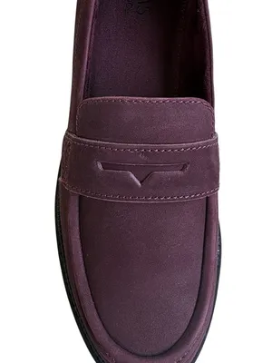 EUC Toms Leather Cara Loafers Deep Plum Size 7 thumbnail 7