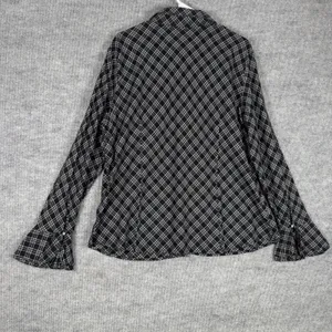 Lauren Ralph Lauren Size-1X Women's Shirt Long Sleeve Collared Top Black Plaid thumbnail 2