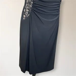 Ralph Lauren Black Lace‎ Sequin Illusion Sheath Dress 14 Ruched Cocktail Attire thumbnail 4