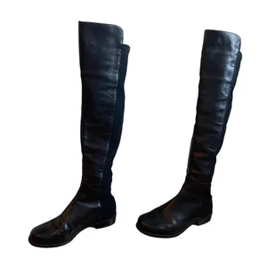 Stuart Weitzman 5050 Black Leather‎ Elastic Back Round Toe Tall Boots EU35.5 US5 thumbnail 2