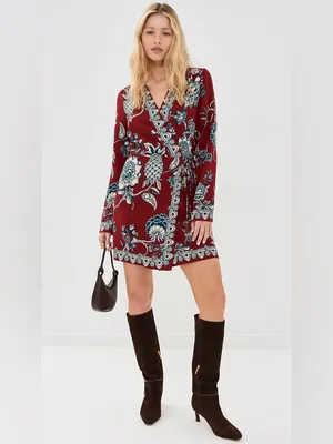 Farm Rio Red Tropical Landing Wrap Mini Dress thumbnail 8