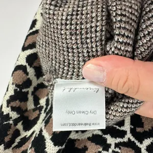 Line & Dot Leopard Sweater Womens Large Tan Black Mock Neck‎ Balloon Sleeve thumbnail 6