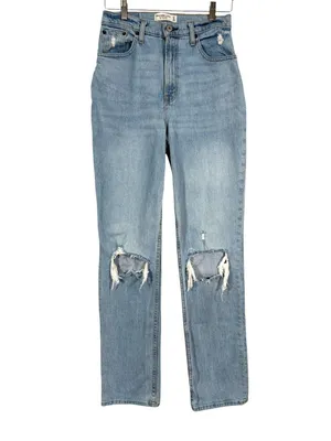 Abercrombie & Fitch the 90s Straight Ultra High Rise Distressed Jeans size 4 Lon thumbnail 2