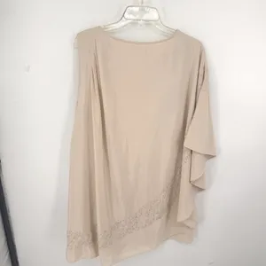 Free People Brighten Your Day Mini Dress Beige Sheer Batwing‎ Sleeve M Beaded thumbnail 9