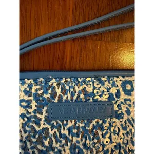 VERA BRADLEY Mesh Sequin Wristlet Purse Camocat Blue Sparkly Animal Print NEW thumbnail 2
