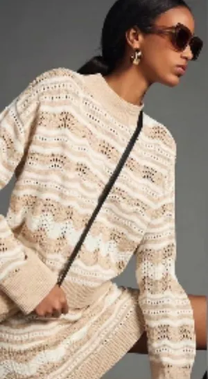 Anthropologie Pointelle sweater & skirt set size xl‎ thumbnail 1