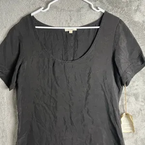 Ecoskin Black Cupro Tunic Dress Minimal Lagenlook Artsy Size‎ Large New thumbnail 2