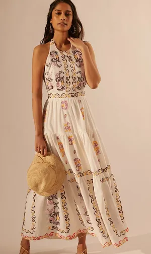 Anthropologie Medallion Halter Maxi Dress thumbnail 1