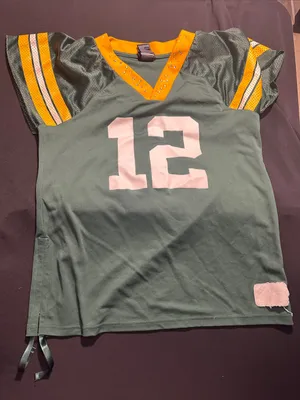 Reebok Woman’s Greenbay Packers Jersey with Yellow Trim White Number 12 Roger’s thumbnail 1
