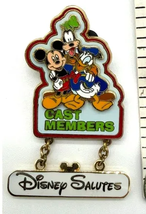 Disney Pin Cast Exclusive Mickey Donald Goofy Disney Salutes Cast Members Dangle thumbnail 1