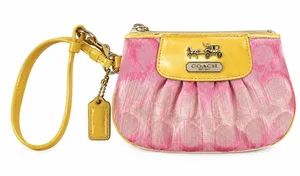 Y2K Coach Madison Op Art Pink Yellow Ombré Mini Wristlet 2009 Patent Leather thumbnail 1