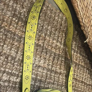 Free People Yellow Silver Faux Leather Floral Grommet Bag thumbnail 3