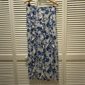 Free People Maxi skirt floral fall style flowy ruffle‎ boho Y2K size 12 thumbnail 4