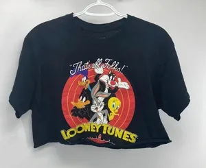 Looney Tunes cropped T-shirt Daffy Duck bugs bunny Sylvester tweety thumbnail 1