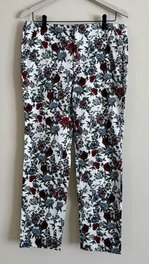 Zara Basics Floral Printed Trouser Pants - Womens Size 8 thumbnail 1