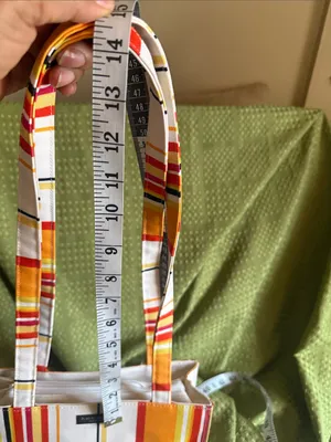 kate spade Yellow, Orange & Red Striped Canvas Tote NWOT thumbnail 11