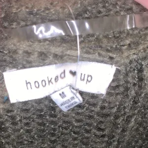 NWT Hooked Up by IOT Juniors Cable-Knit Button-Front Sweater Green thumbnail 9
