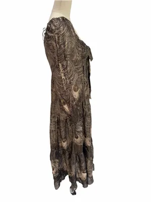 Anthropologie long sleeve metallic maxi gown size xs thumbnail 4