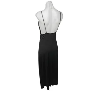 Zara Black Silky Cowl Neck Cami Camisole Midi Backless Tank Slip Dress Size L thumbnail 4