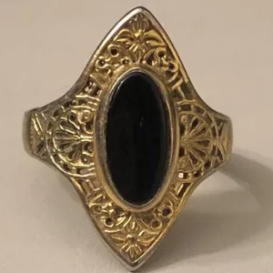Vintage 18KGP VARGAS Black Center Ring Size 10 thumbnail 5