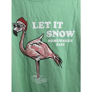 Life is Good Crusher Flamingo Womens Green Christmas Cotton Size XL Coastal thumbnail 3
