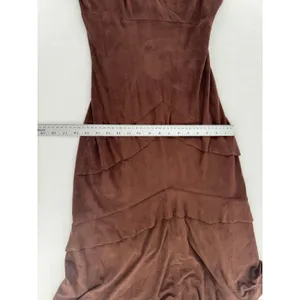 Bebe Vintage Y2K Brown Faux Suede Maxi Dress XS Tiered Ruffle Bodycon Made USA thumbnail 8