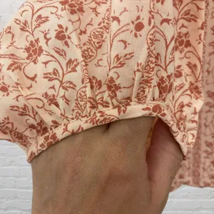 Boho Peasant Blouse M Floral Crochet Lace Tie Neck 3/4 Puff Sleeve Festival thumbnail 9