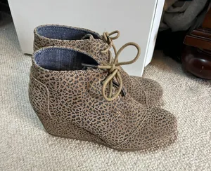 Wedge Boots Tan Leopard Print thumbnail 1