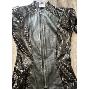 Vintage Firenze Santa Barbara Black Leather Jacket Sz Small MultiColor Moto thumbnail 3