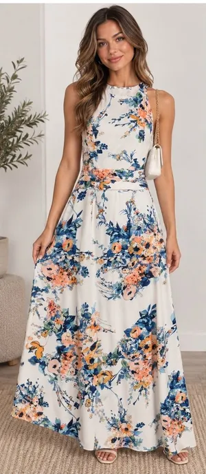 Trafaluc Zara Taller Medium Floral Maxi Dress Sleeveless Boho Romantic thumbnail 1