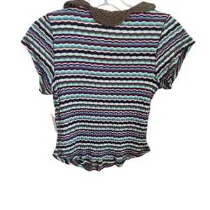Free People One Way Baby Polo Tee cool combo blue motif NWT S thumbnail 3