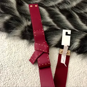 BCBGeneration NWT Wide Studded Bow Belt Red thumbnail 10