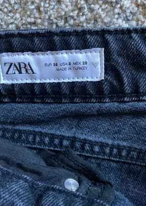 ZARA Black Mid-Rise TRF Wide Leg Jeans thumbnail 2