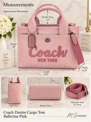 NEW Coach Denim Cargo Tote Ballerina Pink Standard CBG45 NWT thumbnail 3
