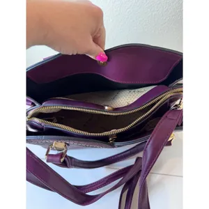 Y2K Purple Faux Leather Lace Overlay Satchel Bag Women Medium‎ Structured Chic thumbnail 11