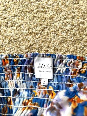 Misa Los Angeles Blue Pansy Selmin Top Blue Floral Halter Crop Top Sz Large thumbnail 12