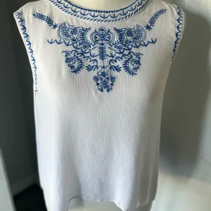 Embroidered White and Blue Women's Top thumbnail 3