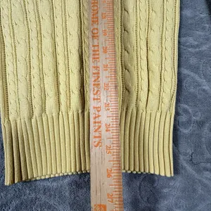 Y2K American Eagle V Neck Fitted Cable Knit Sweater Women Medium Yellow Preppy thumbnail 8