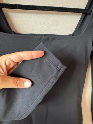 Babaton Aritzia Black Square Neckline Nylon Thong Bodysuit Size Small thumbnail 4