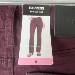 1503 | NWT Express Wine Wash Mid Rise Bootcut Jeans Burgundy Women 6 Fall Office thumbnail 5