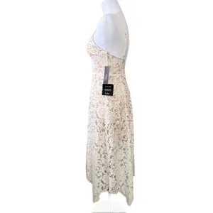 Lulu's One‎ Wish Handkerchief Dress White Lace Midi XS Cruise Wedding Event NWT thumbnail 7